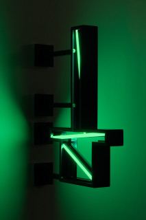 Callum Morton City Lights #14, 2026; steel, 2Pac polyurethane, lights; 82 x 62.5 x 12 cm; enquire