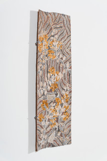 Yalmakany Marawili Galaḏay, 2025; 3629-25; earth pigments on stringybark; 96.5 x 35 cm; enquire