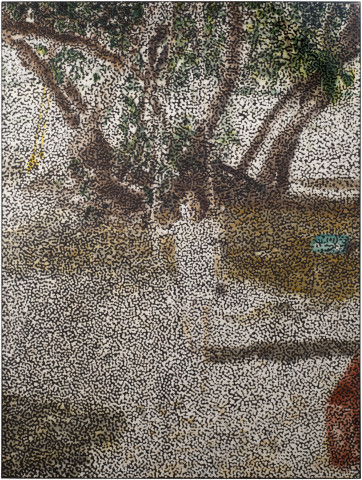 Daniel Boyd Untitled (ADTF), 2015; oil, pastel and archival glue on polyester; 183 x 137.5 cm; enquire