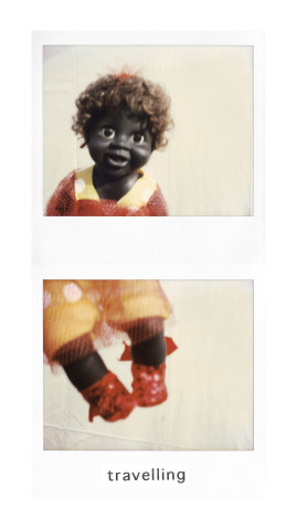 Destiny Deacon Travelling, 1998-03; light jet print from Polaroid original; 200 x 100 cm; Edition of 15 + AP; enquire