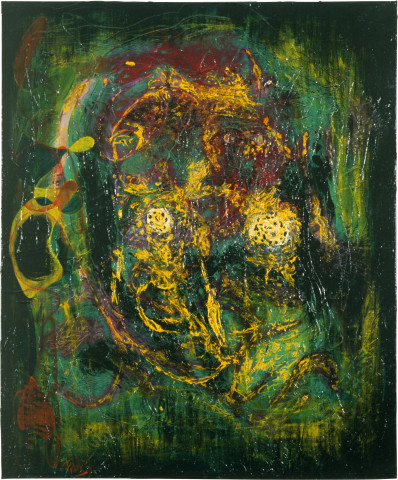 Dale Frank Fly and the Sausage Pelican Lust, 1986; acrylic & mixed media on canvas; 120 x 100 cm; enquire