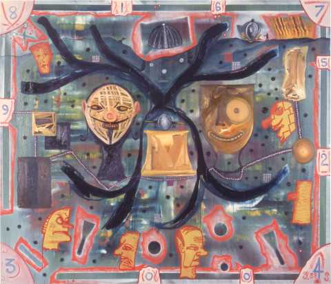 Gareth Sansom Marriage, 1988; oil and enamel on linen; 182.8 x 213.3 cm; enquire