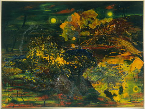 Dale Frank The Forest with Good Mothers, 1986; acrylic & mixed media on canvas; 123 x 163 cm; enquire