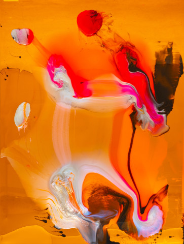 Dale Frank He was not lonely at all, he just wished his dick was twice the size it was, 2026; colour powder pigments in Epoxyglass, Epoxyglass, on perspex; 200 x 150 cm; more info; enquire