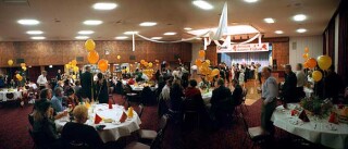 Anne Zahalka Masquerade Ball, Armidale Autumn Festival, 2001; type C photograph; 115 x 242 cm; Edition of 12; enquire