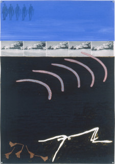 Fiona Foley Past To Present, 1991; photographic collage, pencil, ink and pastel on paper; 122 x 86 cm; enquire