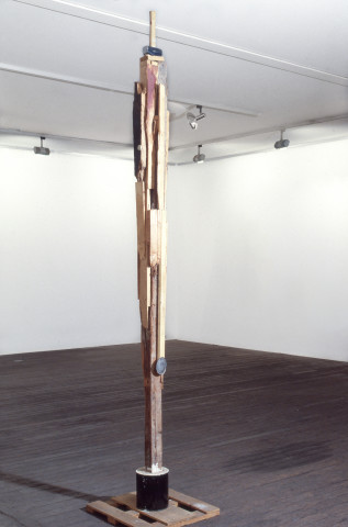 John Nixon Self Portrait (Monument), 1984; wood, tin, plaster, mallet; 289 x 53.5 x 53.5 cm; enquire