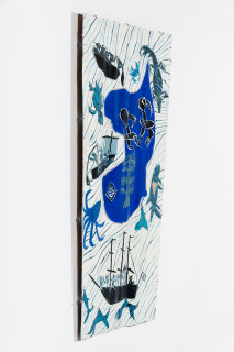 Dhambit Munuŋgurr Gunyaŋara - Flinders, 2025; 3192-25; acrylic on bark; 186 x 86 cm; enquire