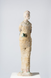 Linda Marrinon Woman with green rose (Portrait of Julia Zemiro), 2025; tinted and painted plaster with muslin; 110 x 28 x 28 cm; enquire