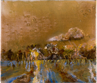 Mandy Martin Ram Paddock at Sunset, 3 16 February, 1997; oil, ochre, pigment on linen; 35 x 30 cm; enquire
