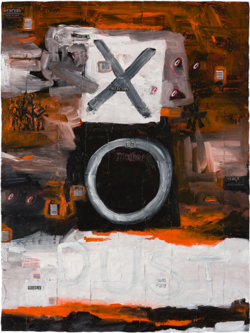 Fiona Hall EXODUST (III), 2020; oil paint on aluminium drink cans; 120 x 90 cm; enquire