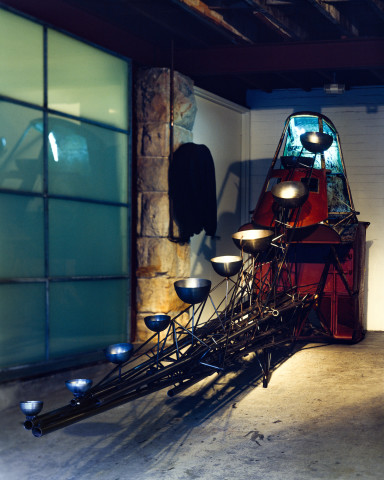 Richard Goodwin Mine II, 1992; steel, neon, nappies; 230 x 650 x 110 cm; enquire