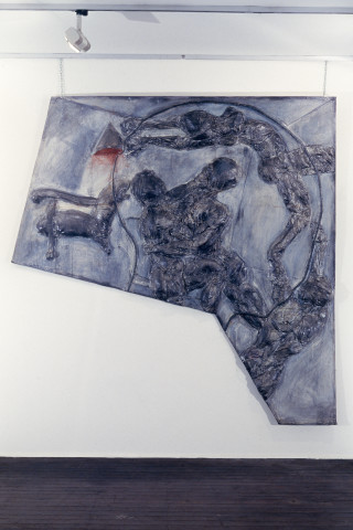 Richard Goodwin Room of Exclusion, 1987; cotton, acrylic, graphite and chalk on canvas; 210 x 210 cm; enquire