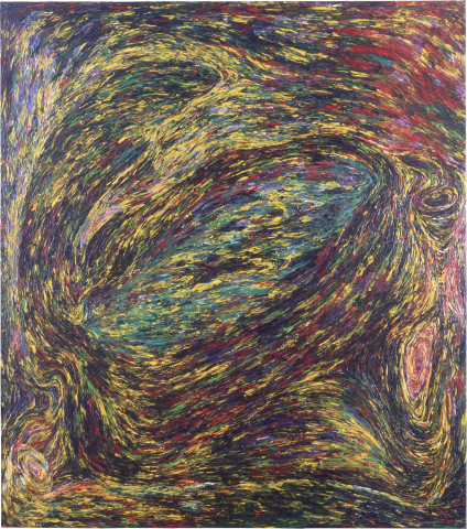 Dale Frank The caves to fear. Portrait with the long chin, 1983; acrylic on canvas; 200 x 180 cm; enquire