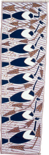 George Milpurrurru Magpie Geese, 1989; natural ochre pigments on Stringybark; 148 x 46 cm; enquire