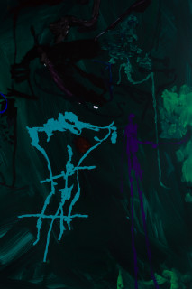 Tom Polo and afterwards, a garden (detail), 2026; acrylic and Flashe on polycotton; 213 x 198 cm; enquire