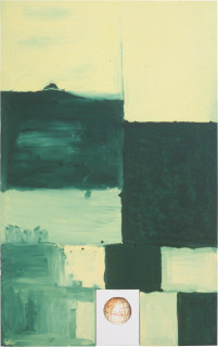 Geoff Lowe Contact Boundaries, 1989-92; acrylic and laser transfer print on linen; 185 x 117 cm; (2 panels); enquire