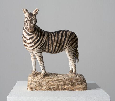 Linda Marrinon Feeding Zebra, 2015; painted plaster; 36 x 30 x 13 cm; enquire