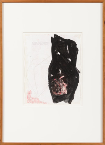 Newell Harry Untitled, 2015-16; ink, typed text, black and white gesso on paper; 71 x 51 cm; (framed); enquire