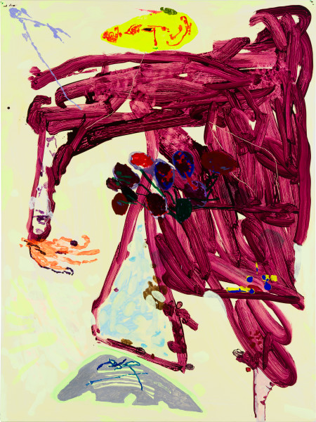 Tom Polo soft searching, secret grapes, 2026; acrylic paint and Flashe on polycotton; 182 x 138 cm; enquire