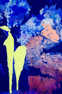 Tom Polo and afterwards, a night sky (detail), 2026; acrylic, gouache and Flashe on polycotton; 182 x 138 cm; enquire