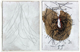 Newell Harry Untitled, 2006; gesso, pencil, permanent mark and oil stick on 2 sheets of ironed Fabriano paper; 38 x 56 cm; enquire