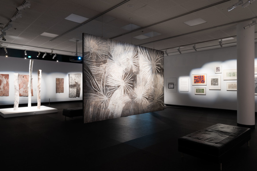 Installation view, Nyapanyapa Yunupingu: the moment eternal, Museum and Art Gallery of the Northern Territory, Darwin (23 May – 25 October 2020)
