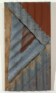 Rosalie Gascoigne Rose Red City #2, 1992; corrugated iron on wood; 100 x 52 cm; enquire