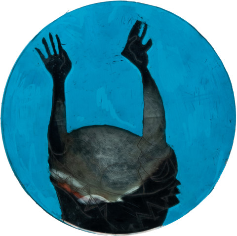Hossein Ghaemi To keep something under, 2009; drawing and pistachio nut on mirror; 20 x 20 cm; enquire