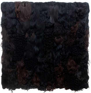 Dale Frank Vladivostok / Nakhodka, 2016; Human hair wigs on Perspex; 200 x 200 cm; enquire