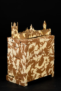 Fiona Hall The Barbarians at the Gate (detail), 2010-2026; wooden beehives, wood and metal architectural models, plastic 'action' dolls, paint; installation dimensions variable; enquire