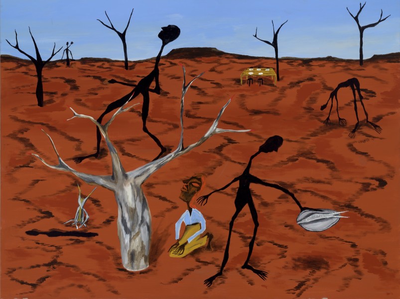 The Ashes Were Buried Under the Tree, 2021, acrylic on linen, Courtesy the artist and the Murray Art Museum Albury (MAMA).&nbsp;