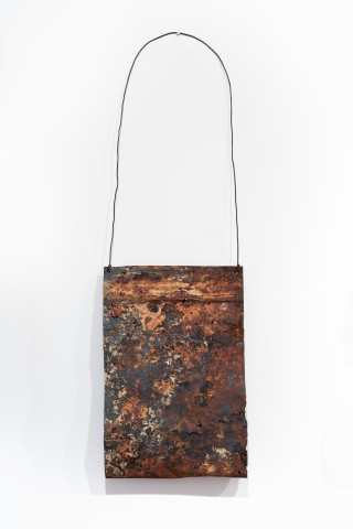 Lorraine Connelly-Northey Narrbong, 2019; CONNL - 0042; burnt steel, wire; 167 x 52 x 13 cm; enquire