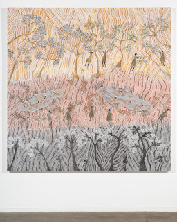 Yalmakany Marawili From the wetlands to the coast, 2026; 975-26; earth pigments on board; 200 x 200 cm; enquire