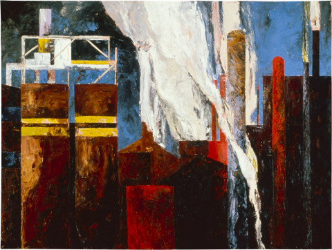 Mandy Martin Pulp Paper Mill 4, 1991; oil on canvas; 180 x 244 cm; enquire