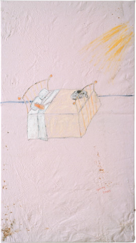 Jenny Watson Sam and Me, 2001; oil on cotton, acrylic on canvas; 137 x 71.5 cm 25 x 20 cm; enquire