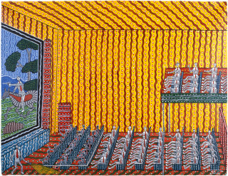 Robert Campbell Jnr Roped Off at the Picture Show II, 1986; acrylic on canvas; 91 x 120 cm; enquire