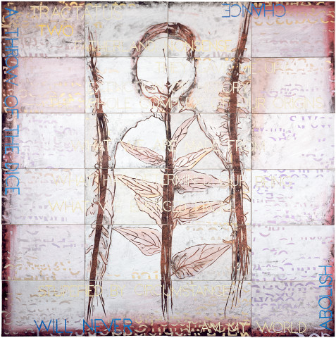 Imants Tillers Tractatus 2, 2009; acrylic, gouache on 24 canvasboards, no. 85333 - 85356; 153 x 153 cm; enquire