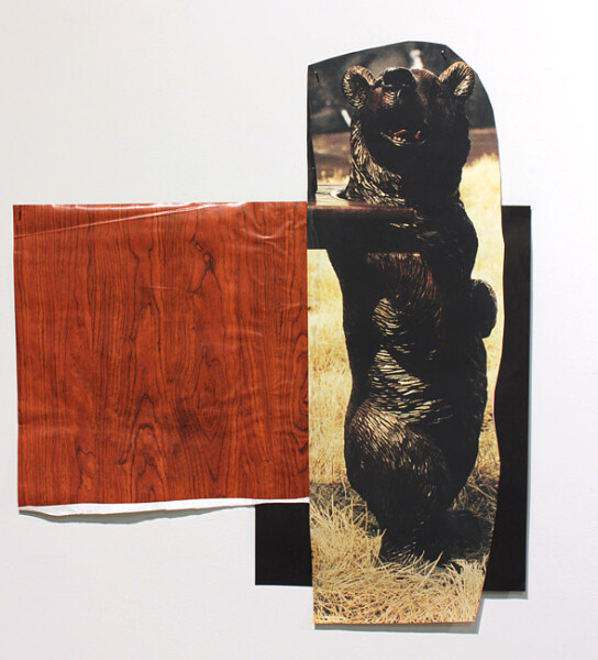 Jacqueline Fraser The Making of 8 Mile 2012, 2012; archival card, duratrans, magazine clippings, paint, archival glue, wood grain contact, cling wrap, gold foil paper, plastic sheeting; dimensions variable; enquire
