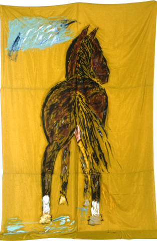 Jenny Watson Trans-Avant-Garde Horse (Pissing), 1983; oil on fabric; 320 x 183 cm; enquire