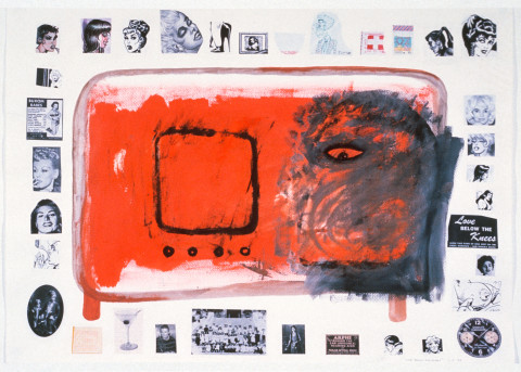 Gareth Sansom Love Below The Knees, 1989; ink, acrylic and collage on paper; 56 x 76 cm; enquire