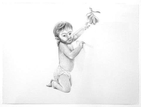 Patricia Piccinini Bearded Child, 2006; Graphite on paper; 57 x 77 cm; enquire