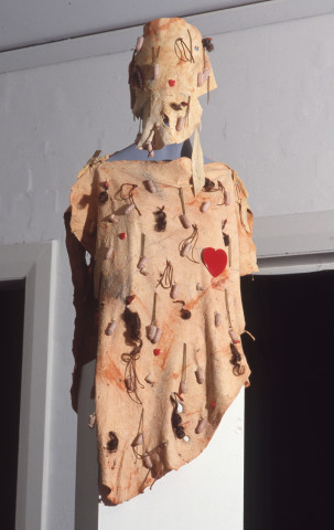 Peter Tully Prehistoric Funk, 1984; chamois, hair and penis tabbard; enquire