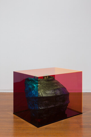 Mikala Dwyer Semi Caldron (witches 'n' britches, Melbourne), 2018; acrylic, wood, fabric, wire mesh; 70 x 90 x 70 cm; Enquire