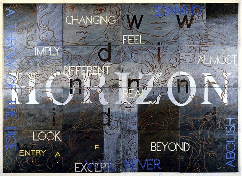 Imants Tillers Nature Speaks: AF, 2002; synthetic polymer paint, gouache on 16 canvasboards, nos. 71104 - 71119; 101.6 x 142.2 cm; enquire