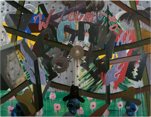 David Griggs Frat of the Obese 1, 2011; acrylic on canvas; 213 x 274 cm; Diptych; enquire