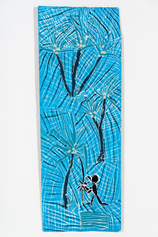 Dhambit Munuŋgurr Gunga, 2024; 6802-24; acrylic on bark; 195 x 70 cm; enquire