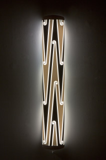 Michael Parekowhai The Bosom of Abraham, #3, 2004; fluorescent bulb + Italian light fitting + screen printed vinyl; 130 x 22 x 8 cm; Edition of 7; enquire