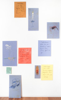 Jenny Watson Blue Set, 1994; Oil on cotton & Indian pigment on stretchers; 10 panels; dimensions variable; enquire