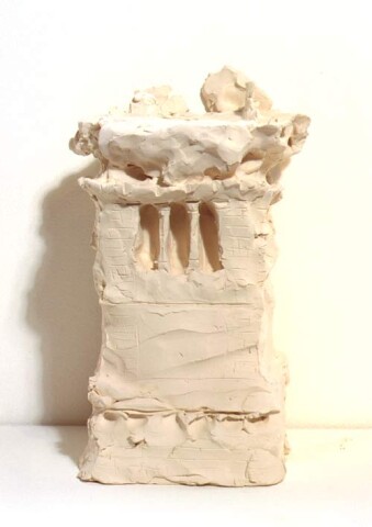 Linda Marrinon Mike Parr Exhibition, Melbourne, (on Statue of Liberty pedestal, New York Harbour), 1998; from the series Sculpture For The Home; White terracotta; 30 x 18 x 17 cm; enquire